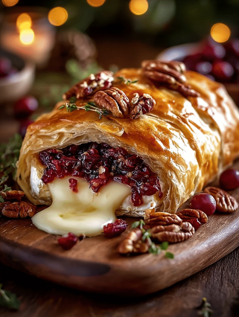 Cranberry Pecan Baked Brie en Croûte
