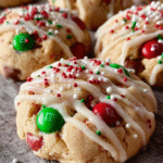 Holiday M&M Sprinkle Crinkle Cookies