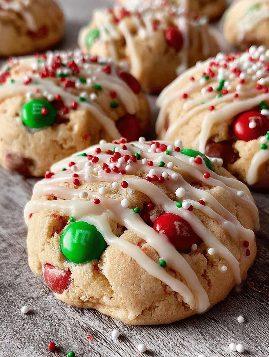 Holiday M&M Sprinkle Crinkle Cookies