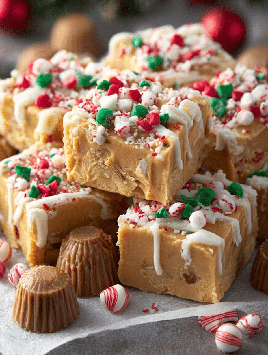 Holiday Peanut Butter Fudge Squares