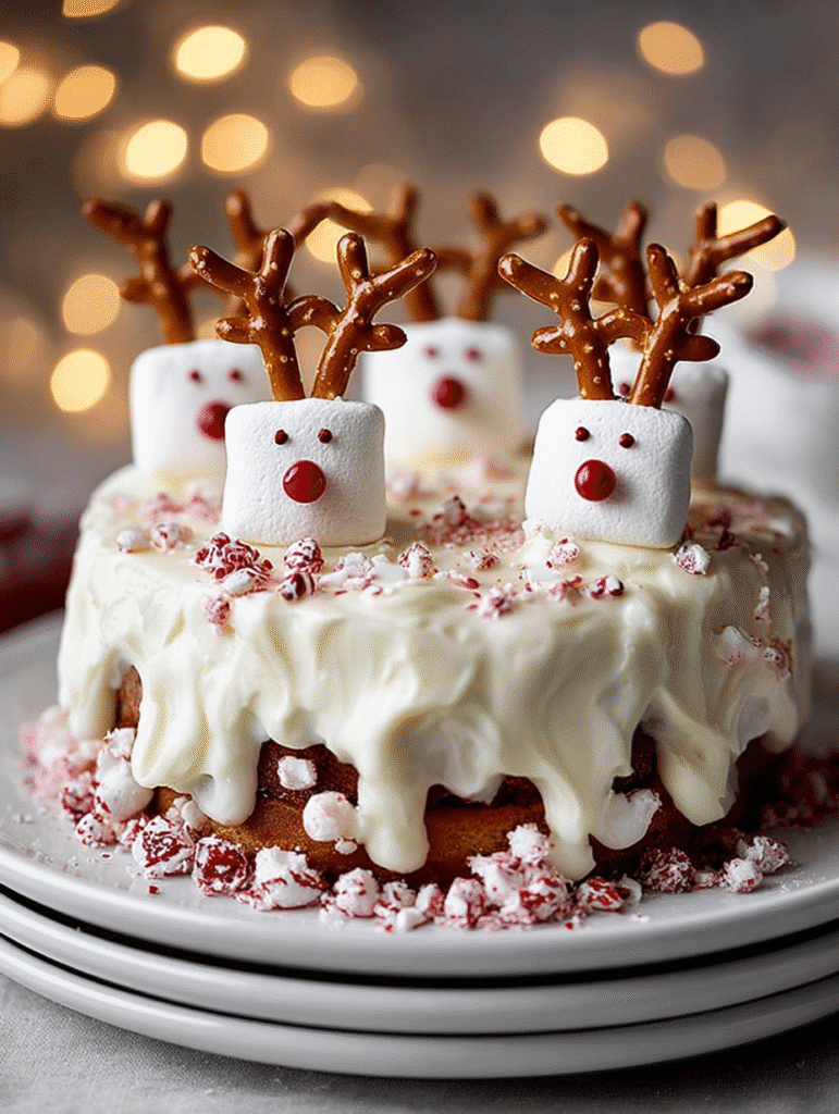 Marshmallow Reindeer Christmas Cake