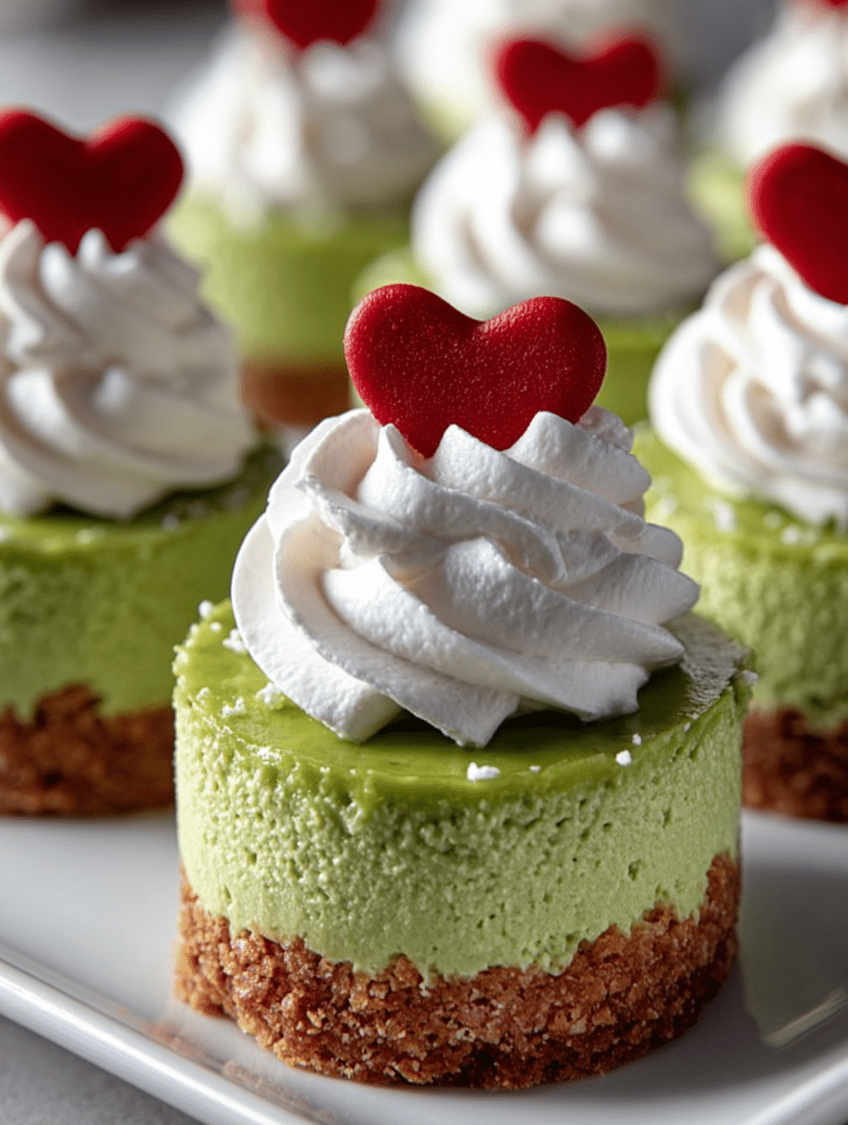 Mini Grinch Cheesecakes