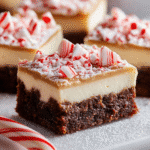 Peppermint Candy Cane Cheesecake Brownie Bars