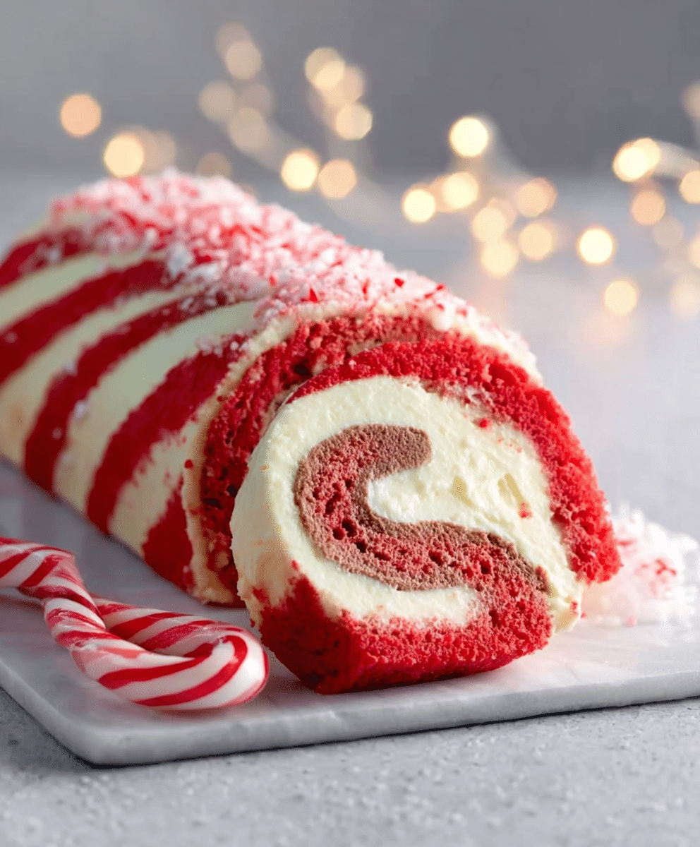 Peppermint Candy Cane Swiss Roll