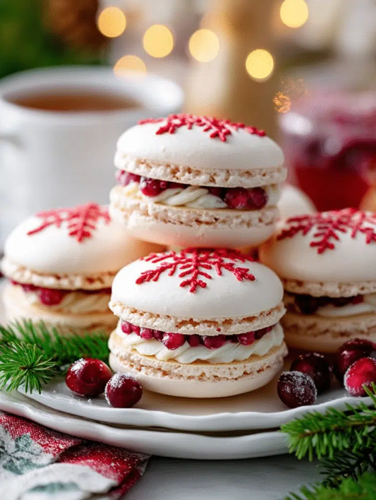 SNOWFLAKE CRANBERRY CHRISTMAS MACARONS: A Festive Delight!