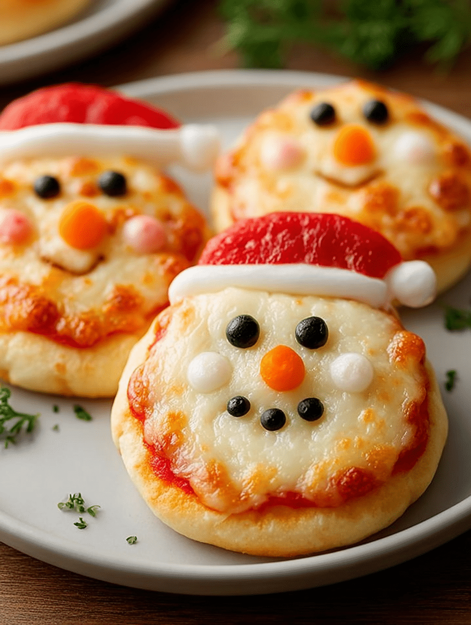 Santa & Snowman Cheesy Mini Pizzas: A Festive Delight! 2 Santa & Snowman Cheesy Mini Pizzas
