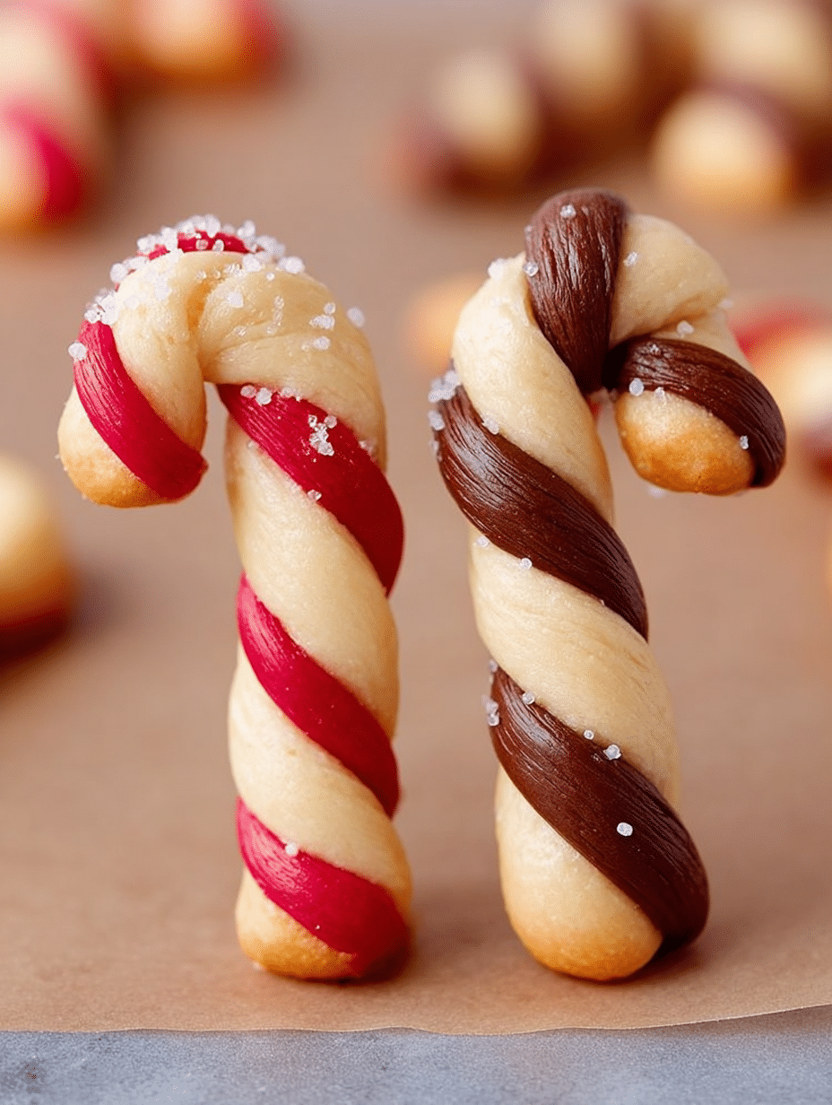 TWISTED CANDY CANE COOKIE STICKS are a festive treat! 2 TWISTED CANDY CANE COOKIE STICKS