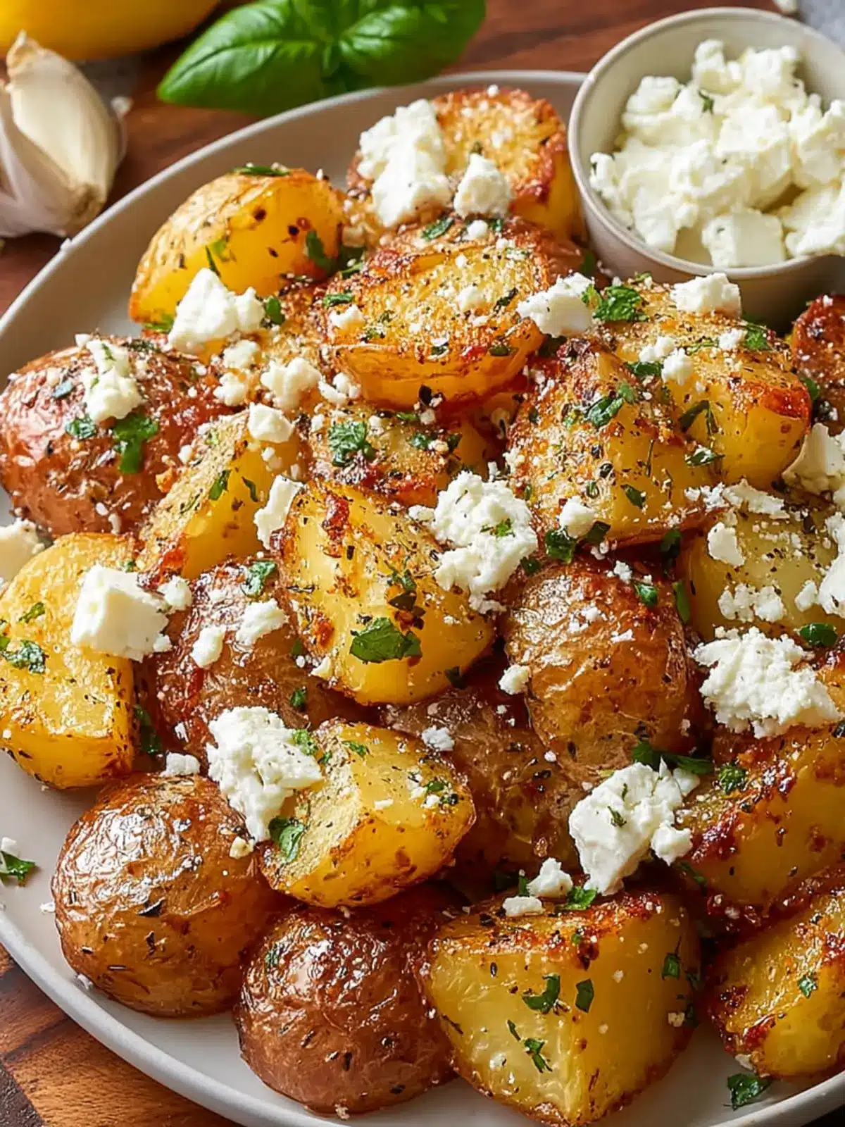 Crispy Roasted Potatoes with Baked Feta and Garlic Delight First Image
