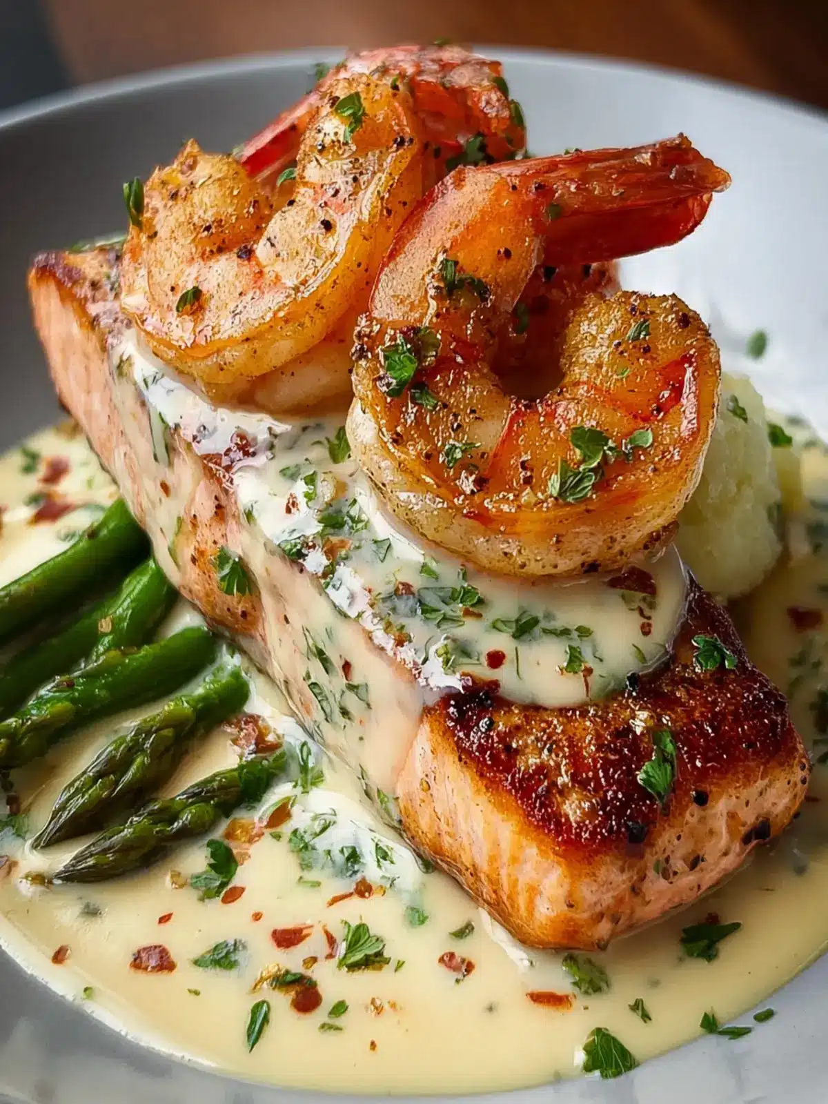 Cajun Shrimp and Salmon: Indulgent Garlic Cream Delight 7