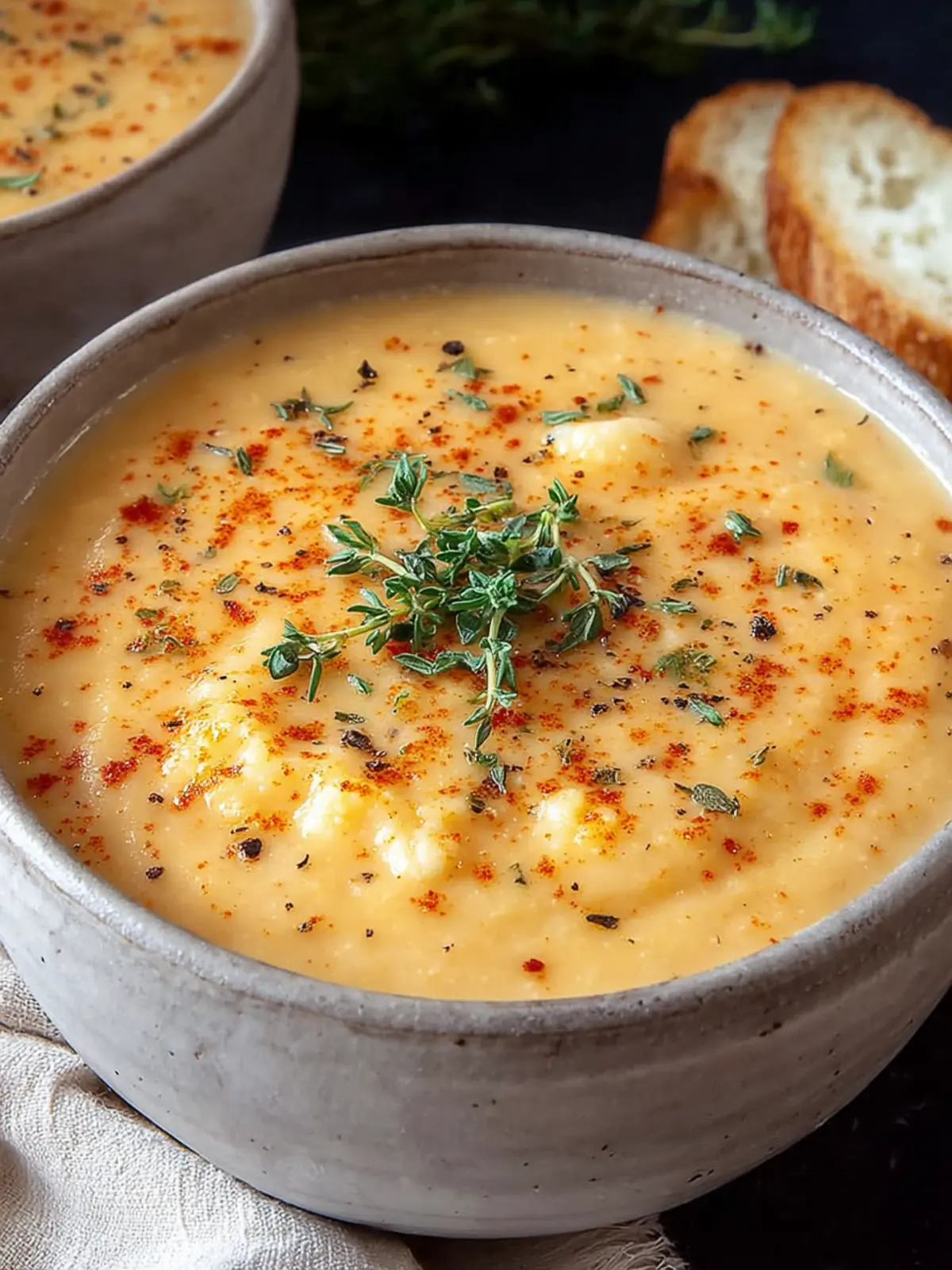 Creamy Roasted Cauliflower White Bean Soup with Thyme First Image