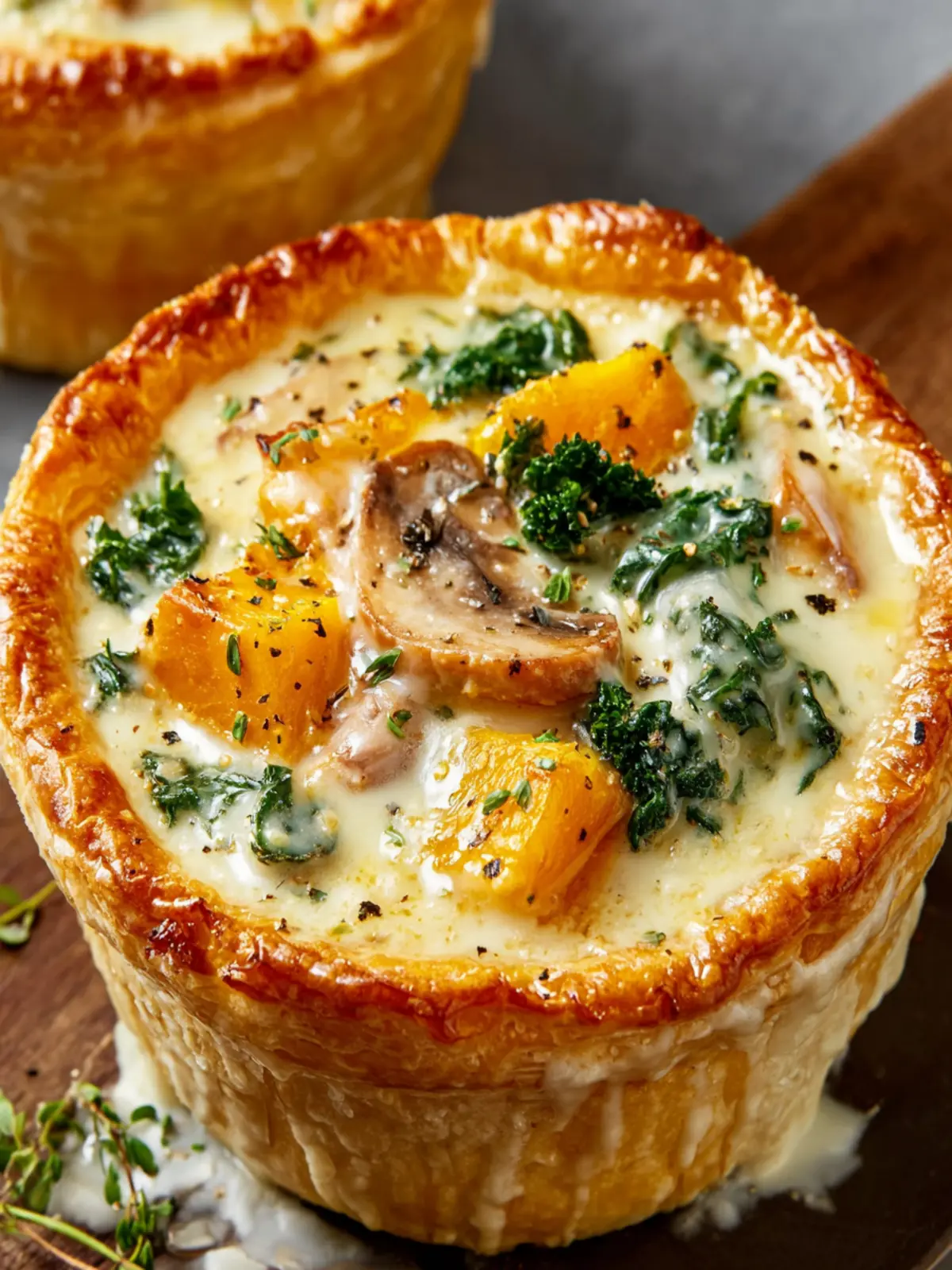 Creamy Butternut Squash, Kale & Mushroom Pot Pies First Image