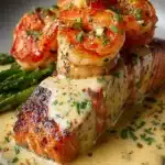 Cajun Shrimp and Salmon: Indulgent Garlic Cream Delight 9 Cajun Shrimp and Salmon with Garlic Cream Sauce First Image