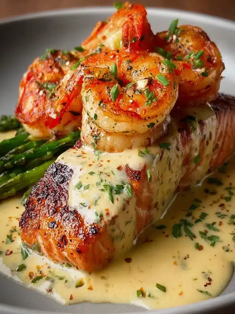 Cajun Shrimp and Salmon with Garlic Cream Sauce First Image