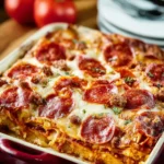 Sausage and Pepperoni Layered Pizza Bake First Image