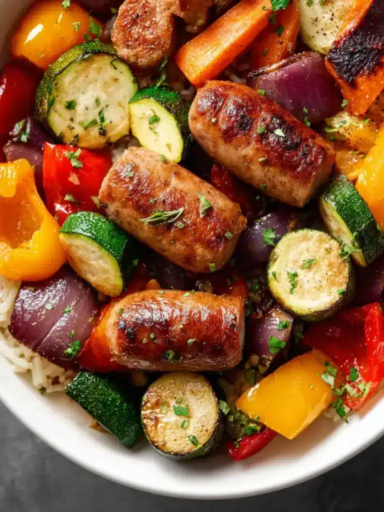 10 Minute Air Fryer Chicken Sausage and Veggies First Image