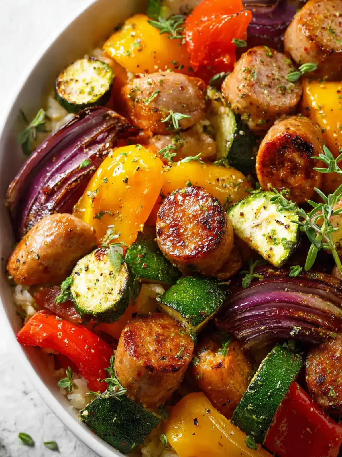 10 Minute Air Fryer Chicken Sausage and Veggies Third Image tqkcd4