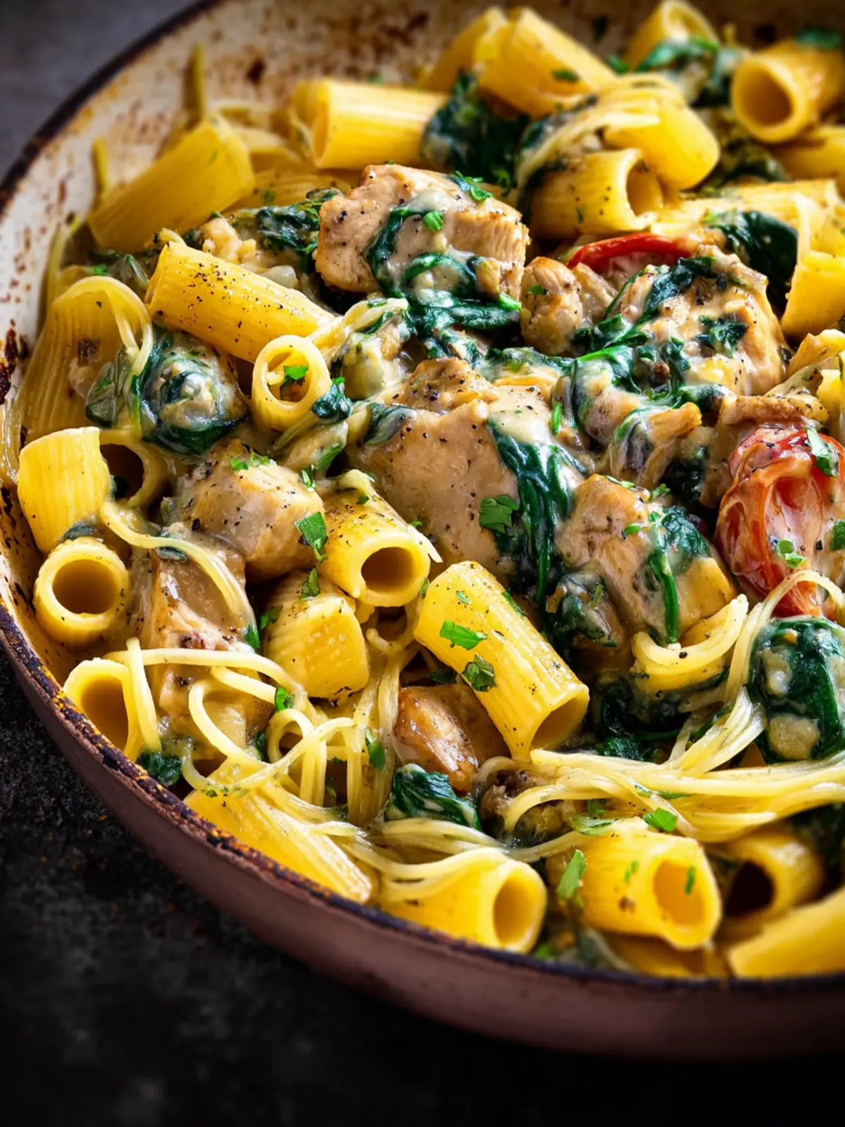Creamy Chicken Spinach Pasta First Image