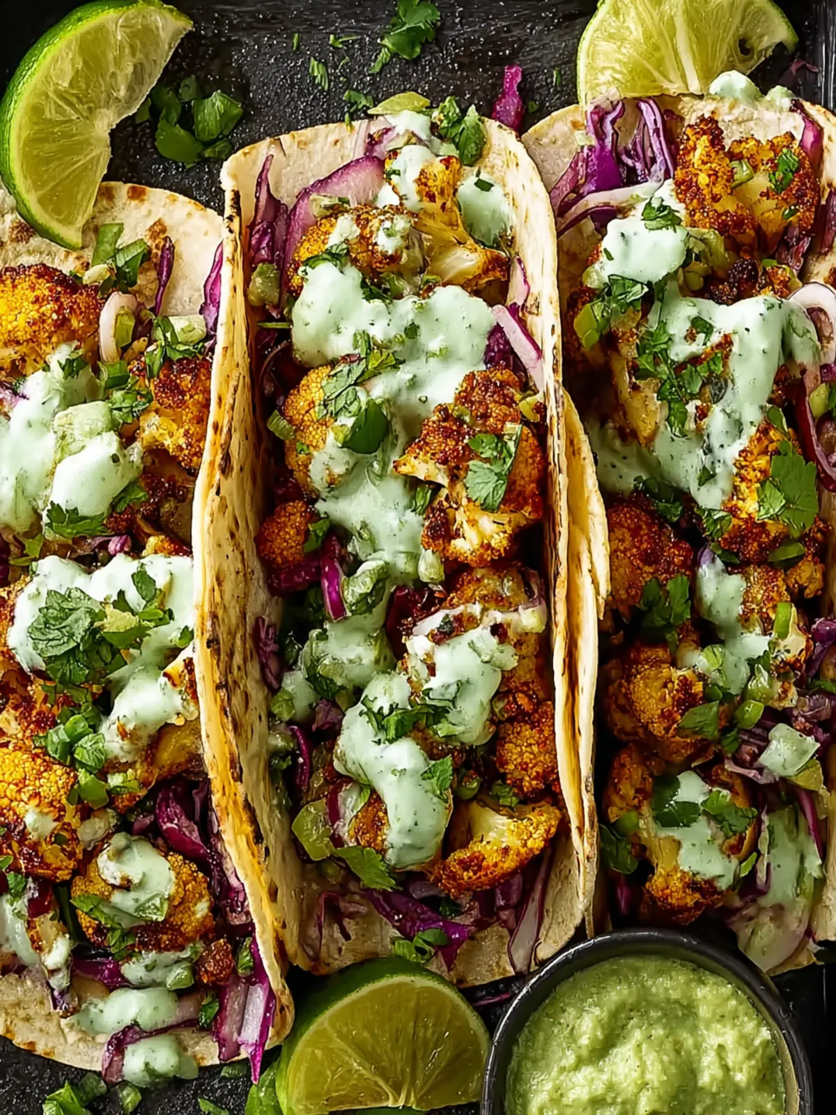 Cauliflower Tacos: Best Recipe with Creamy Cilantro Lime Crema 7 Cauliflower Tacos with Cilantro Lime Crema Third Image wwsrtk