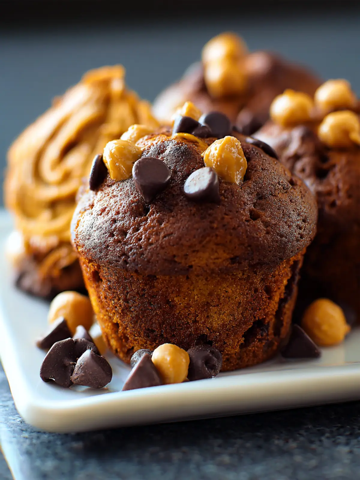 Chocolate Peanut Butter Banana Muffins Third Image mtcn2v