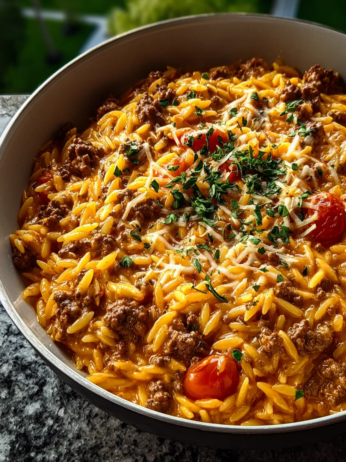 Ground Beef Orzo: Irresistibly Comforting Tomato Cream Sauce 8 Ground Beef Orzo with Tomato Cream Sauce Fourth Image dnkmuy