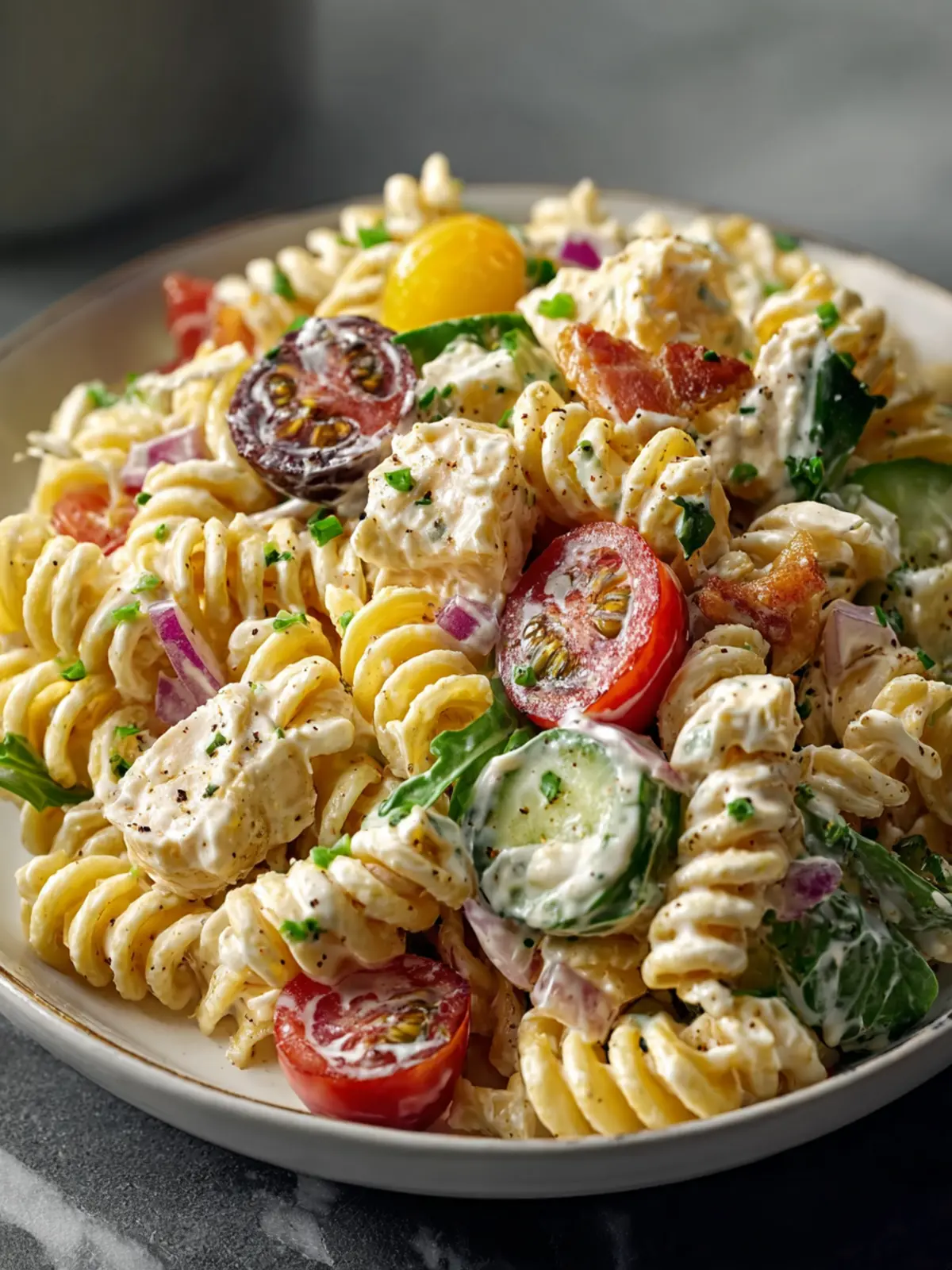 High Protein Creamy Ranch Pasta Salad Second Image cvhmkm