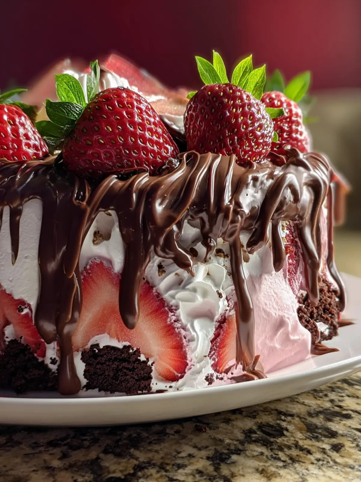 Chocolate Covered Strawberry Ice Cream Cake Easy Dessert Fourth Image fw3afe