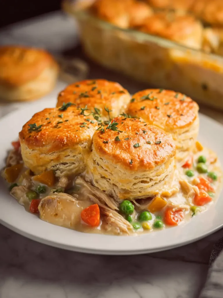 Easy Chicken Pot Pie Casserole With Biscuits First Image