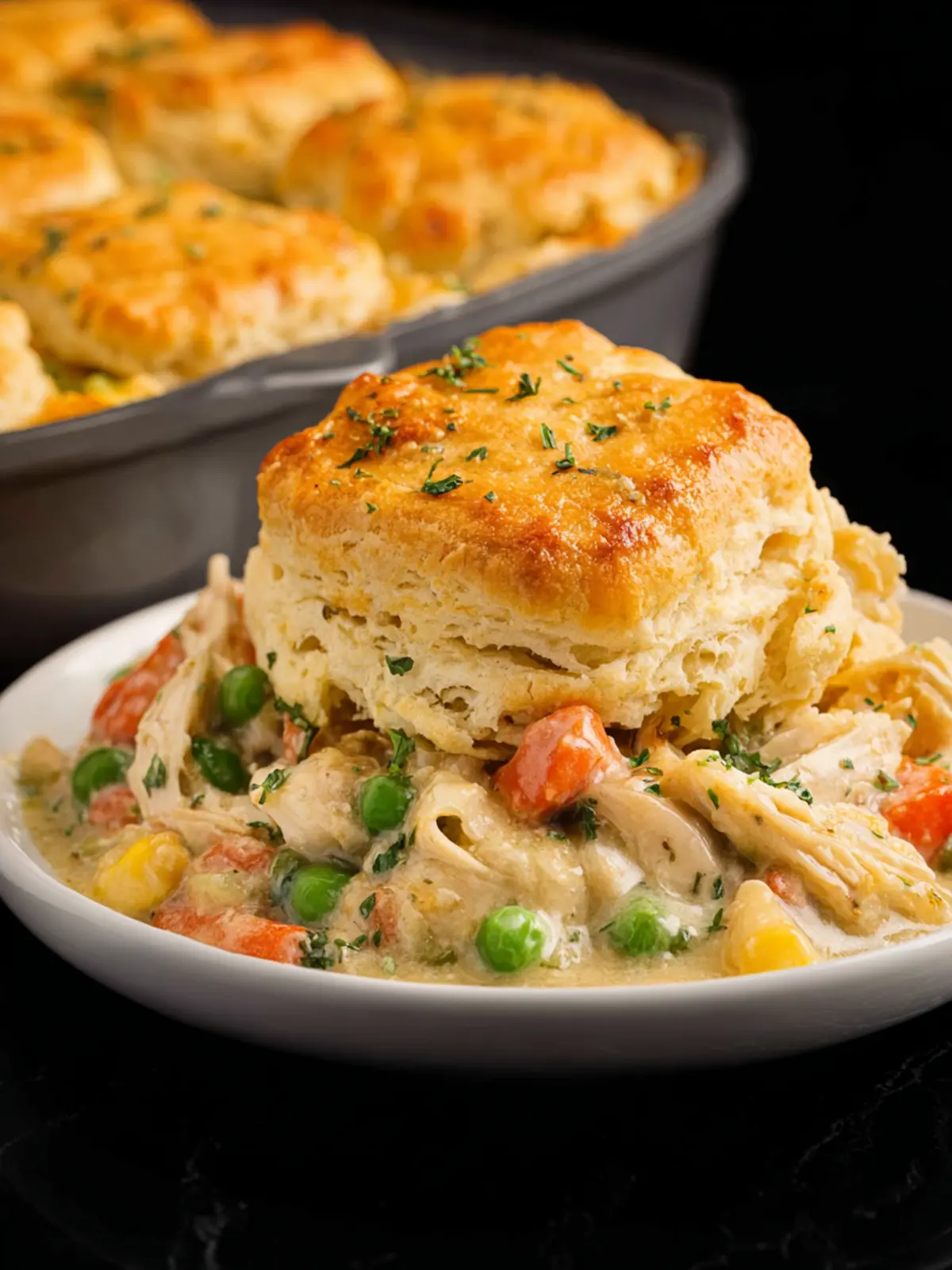 Easy Chicken Pot Pie Casserole With Biscuits Second Image bcefps