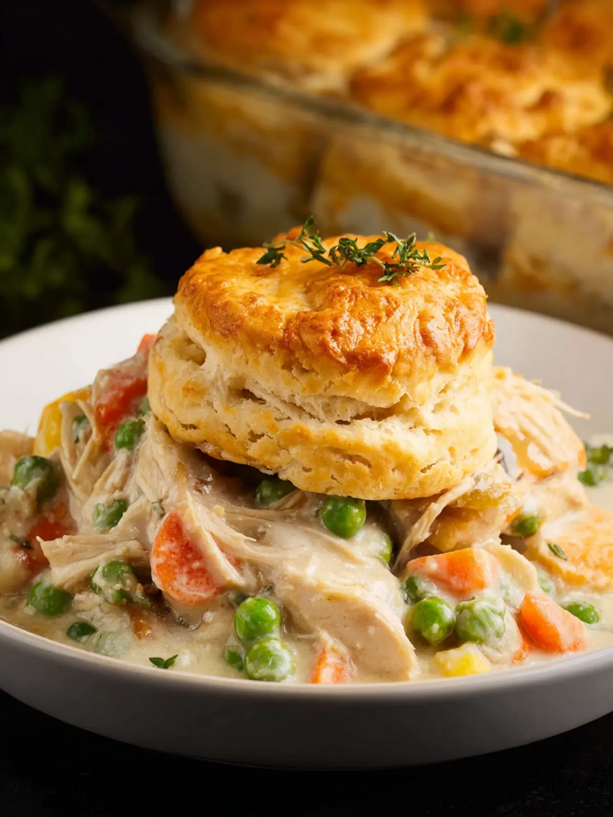 Easy Chicken Pot Pie Casserole With Biscuits Third Image fjsraw