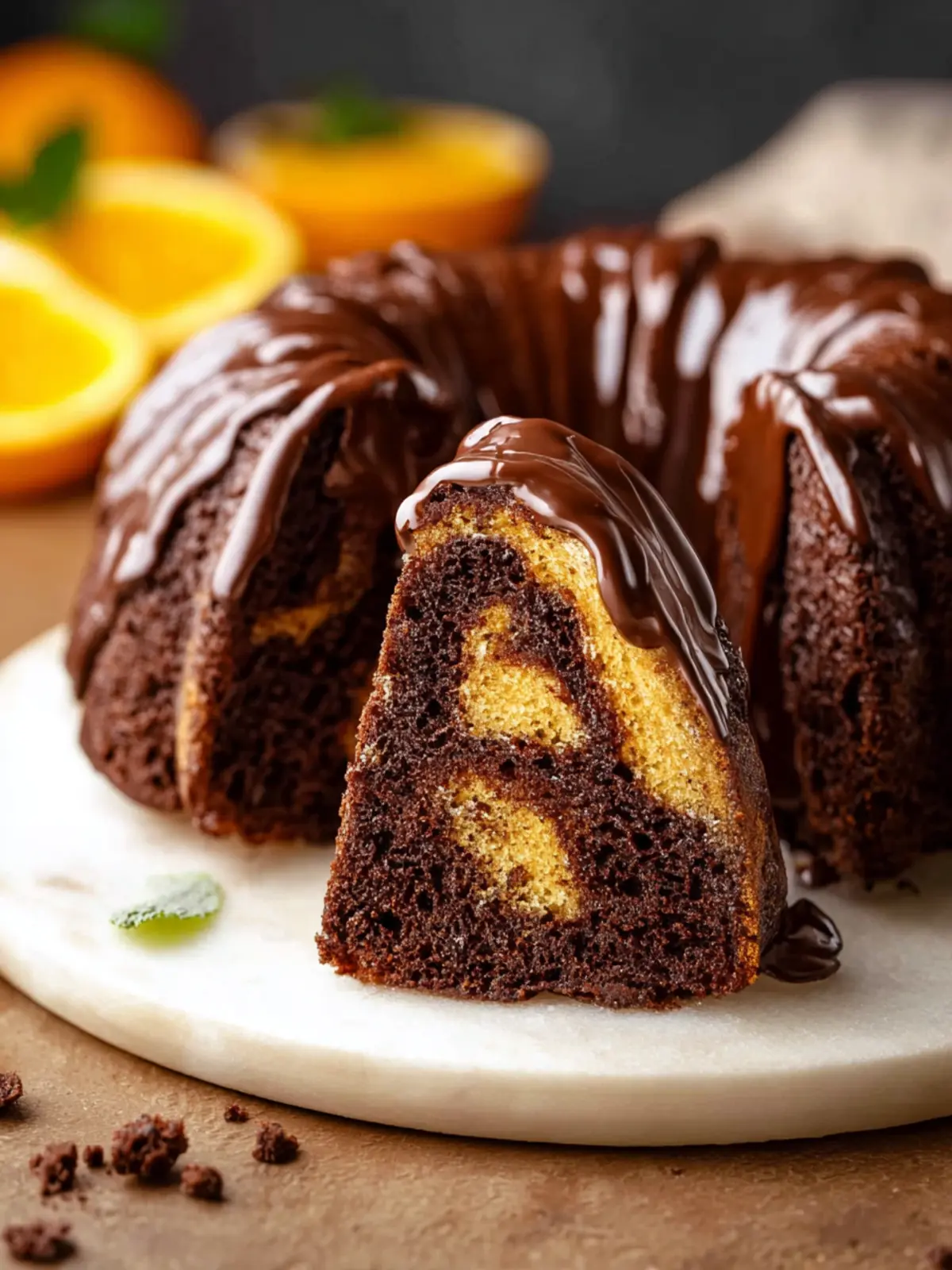 Orange Chocolate Bundt Cake ganache glaze Fourth Image ye6bfc