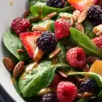 Spinach Berry Salad with Brown Sugar Almonds and Lemon Dressing First Image