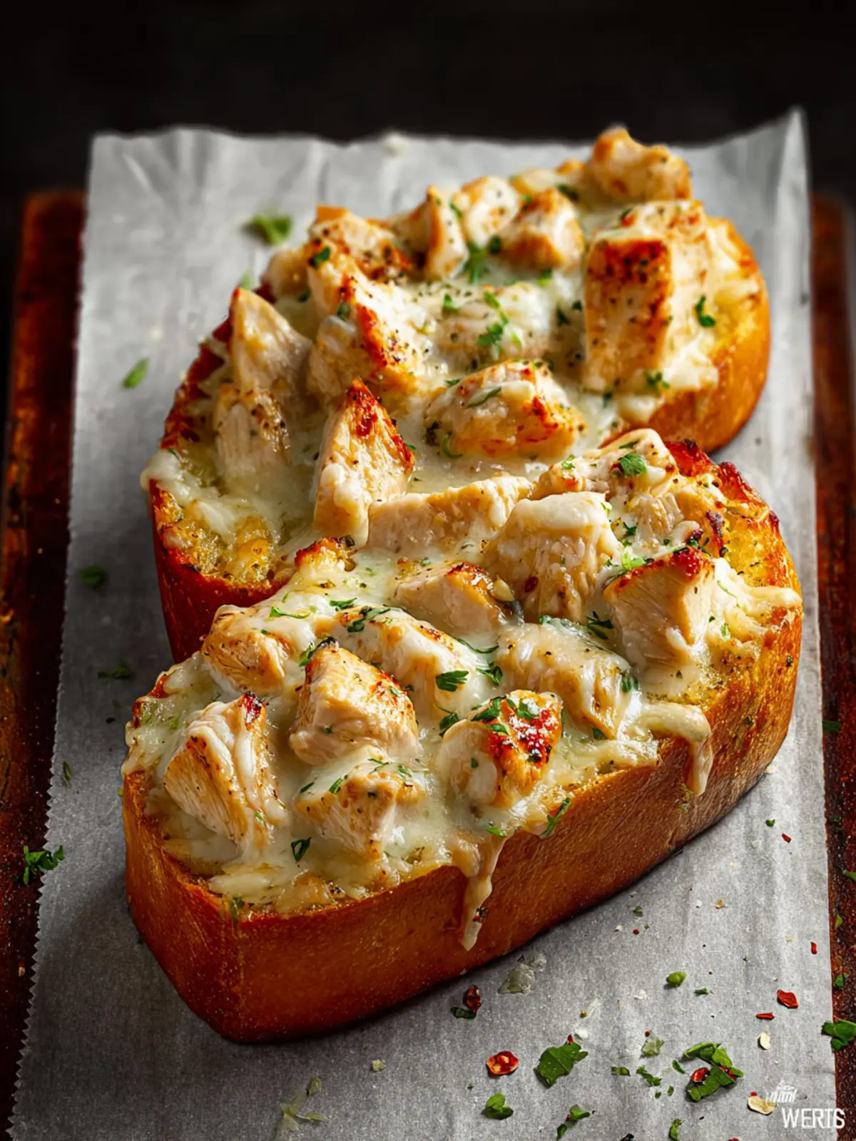 Chicken Alfredo Garlic Bread First Image