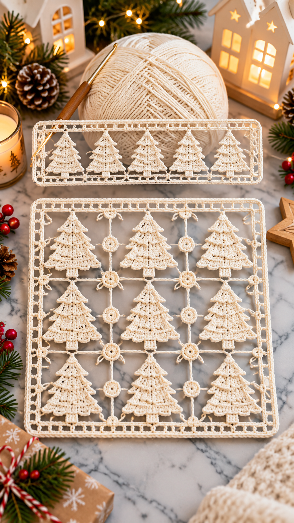Christmas Tree Crochet Lace: Beautiful Holiday Crochet Decoration 1 Christmas tree crochet lace pattern with delicate handmade Christmas decorations